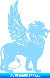 Samolepka Okřídlený lev 001 pravá mytické zvíře světle modrá