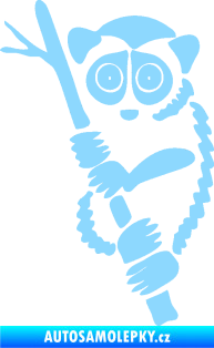 Samolepka Opice 004 levá lemur na stromě světle modrá