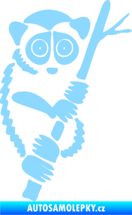 Samolepka Opice 004 pravá lemur na stromě světle modrá