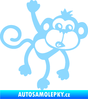 Samolepka Opice 005 pravá visí za ruku světle modrá