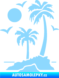 Samolepka Ostrov 002 levá palmy a moře světle modrá