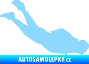 Samolepka Parašutista 003 pravá skok z letadla světle modrá
