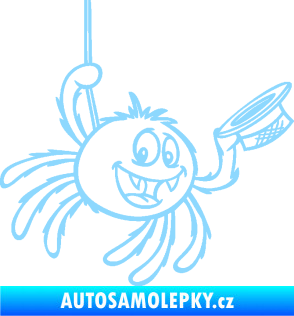 Samolepka Pavouk 022 pravá s kloboučkem světle modrá