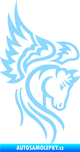 Samolepka Pegas 003 pravá okřídlený kůň hlava světle modrá