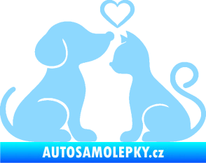 Samolepka Pejsek a kočička 001 levá světle modrá