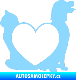 Samolepka Pejsek a kočička love pravá světle modrá
