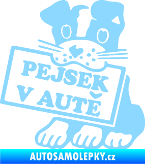 Samolepka Pejsek v autě 001 levá světle modrá