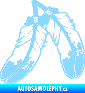 Samolepka Peříčka 003 levá indiánský motiv světle modrá