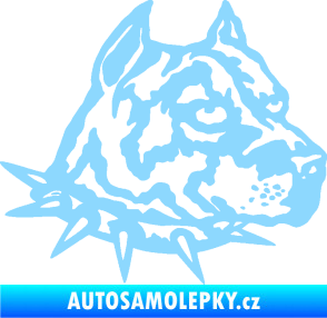 Samolepka Pitbull hlava 006 pravá světle modrá