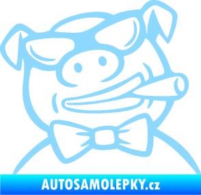 Samolepka Prase 005 pravá s doutnikem světle modrá