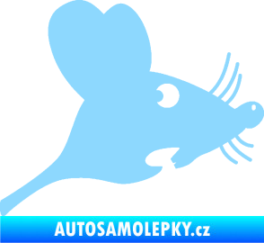 Samolepka Překvapená myš pravá světle modrá