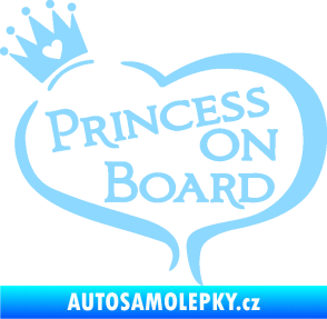 Samolepka Princess on board nápis s korunkou světle modrá