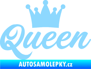 Samolepka Queen nápis s korunou světle modrá