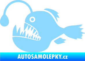 Samolepka Ryba 022 levá mořský ďas s lampičkou světle modrá