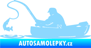 Samolepka Rybář 017 levá rybolov v lodičce světle modrá