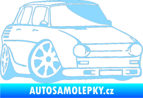Samolepka Škoda 100 karikatura pravá světle modrá