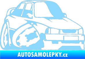 Samolepka Škoda 130 karikatura pravá světle modrá