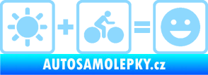 Samolepka Slunce + kolo = veselý smajlík vyjížďka na kole světle modrá