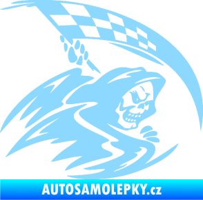 Samolepka Smrtka 004 pravá kosa šachovnice světle modrá
