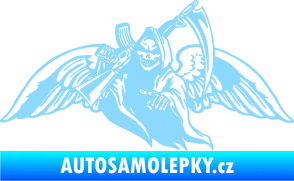 Samolepka Smrtka 016 levá s křídly a kosou světle modrá