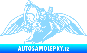 Samolepka Smrtka 016 pravá s křídly a kosou světle modrá