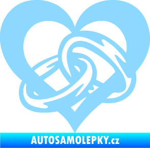 Samolepka Snubní prstýnky v srdíčku levá světle modrá