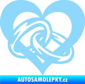 Samolepka Snubní prstýnky v srdíčku pravá světle modrá