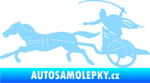 Samolepka Sparťanský bojovník 001 levá bojový vůz s koněm světle modrá