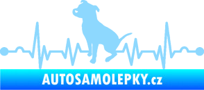 Samolepka Srdeční tep 007 levá pitbull světle modrá