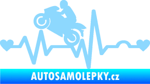 Samolepka Srdeční tep 013 levá motorkář světle modrá