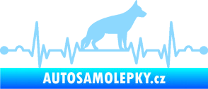 Samolepka Srdeční tep 014 pravá německý ovčák světle modrá