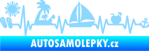 Samolepka Srdeční tep 094 pravá dovolená u moře světle modrá