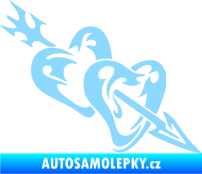 Samolepka Srdíčka 001 pravá se šípem světle modrá