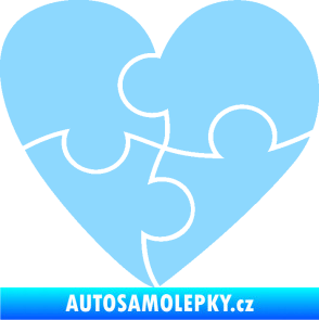 Samolepka Srdíčko 018 pravá puzzle světle modrá