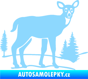 Samolepka Srna 002 pravá s krajinou světle modrá