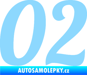 Samolepka Startovní číslo 02 typ 3 světle modrá