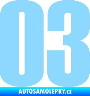 Samolepka Startovní číslo 03 typ 2   světle modrá