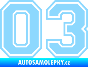 Samolepka Startovní číslo 03 typ 4 světle modrá