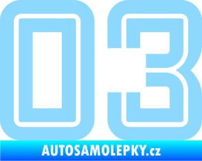 Samolepka Startovní číslo 03 typ 7 světle modrá