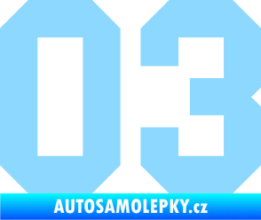 Samolepka Startovní číslo 03 světle modrá