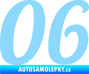 Samolepka Startovní číslo 06 typ 3 světle modrá