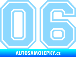 Samolepka Startovní číslo 06 typ 4 světle modrá