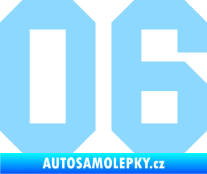 Samolepka Startovní číslo 06 světle modrá