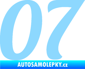 Samolepka Startovní číslo 07 typ 3 světle modrá