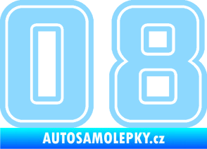 Samolepka Startovní číslo 08 typ 5 světle modrá