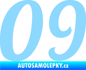 Samolepka Startovní číslo 09 typ 3  světle modrá