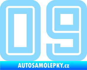 Samolepka Startovní číslo 09 typ 7 světle modrá