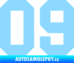 Samolepka Startovní číslo 09 světle modrá