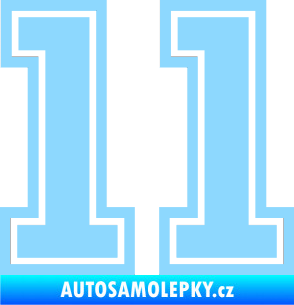 Samolepka Startovní číslo 11 typ 5 světle modrá