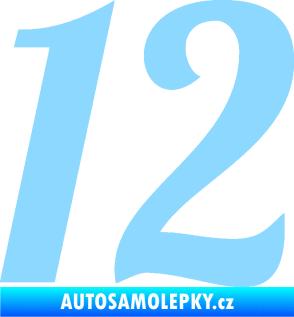 Samolepka Startovní číslo 12 typ 3    světle modrá